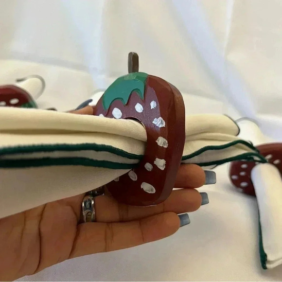 Adorable Wooden Painted Strawberry Napkin Holders - Picture 4 of 4